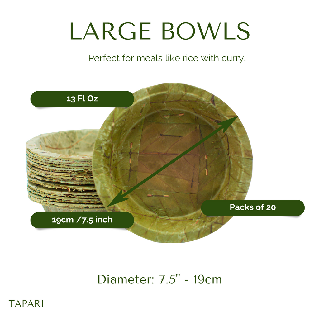 Large Natural Leaf Bowls 19cm Pack of 20