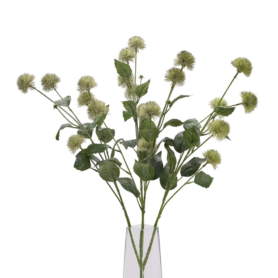 Artificial thistle stem with spherical head, natural green tones, lifelike texture, 32-inch height for elegant home decor by Sostter at brixbailey.com