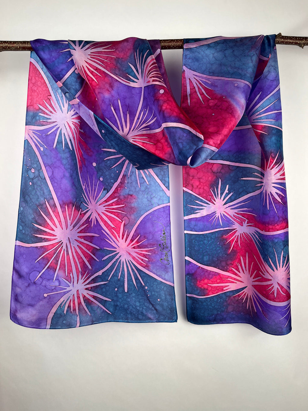 “Sparklers” - Hand-dyed Silk Scarf - $130
