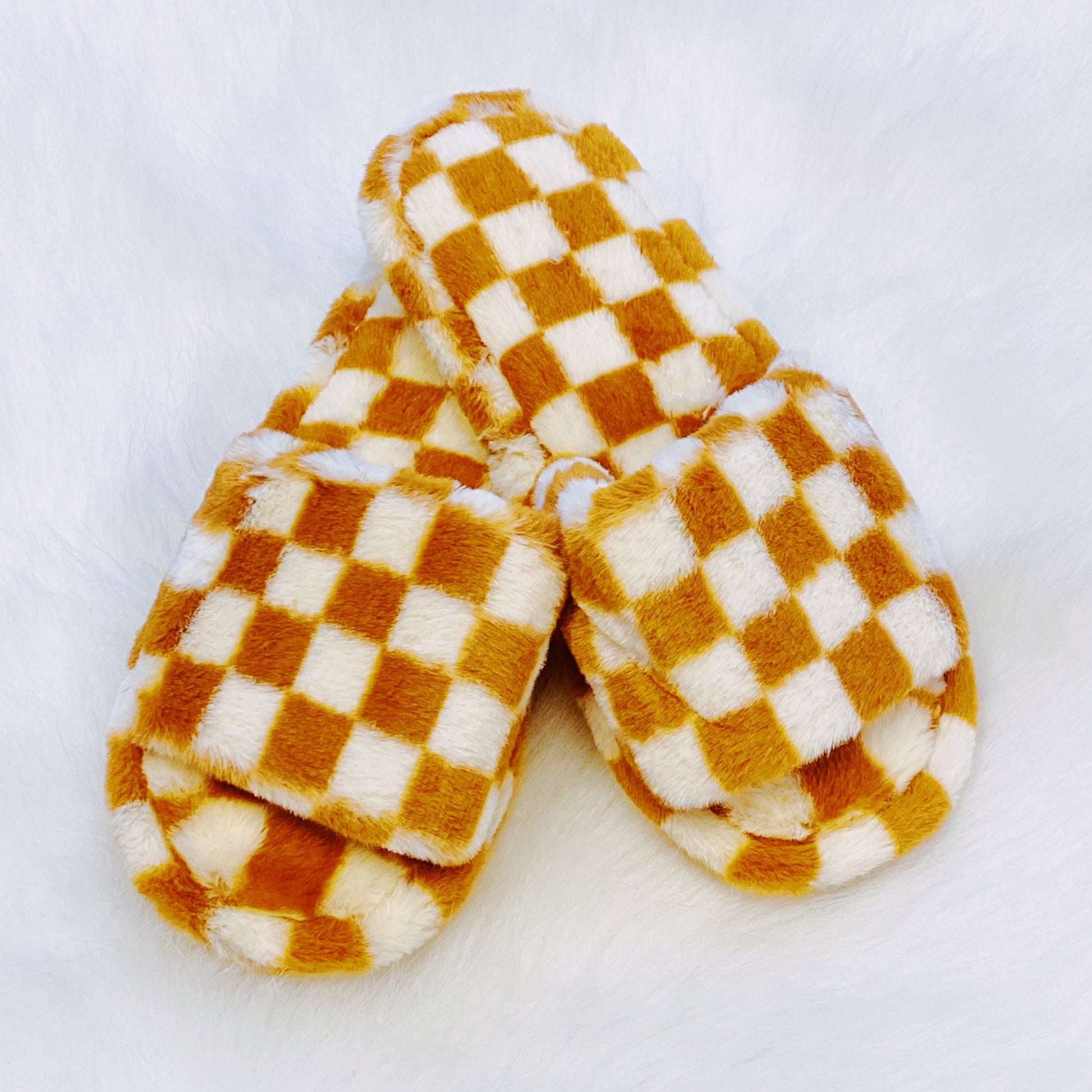 Checker Cozy Open Toe Slippers