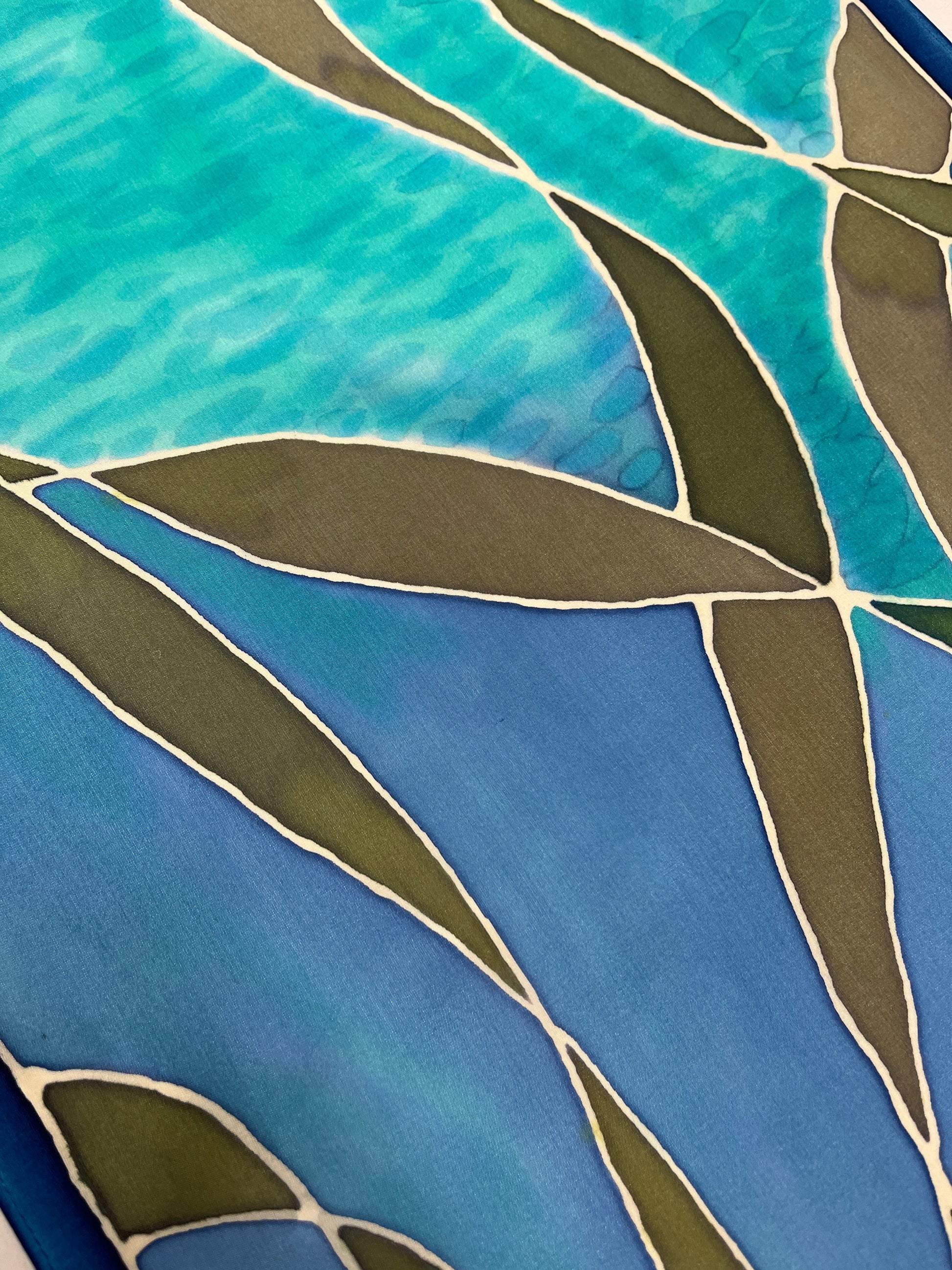 "Seahorse Riding the Kelp” - Hand-dyed Silk Wall Hanging  - $365