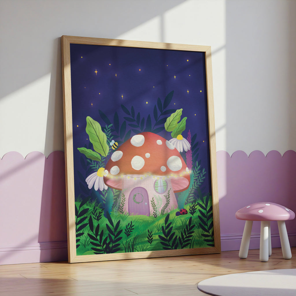 Whimsical Toadstool Art Print- Fairycore Wall Art: Multiple Sizes Available