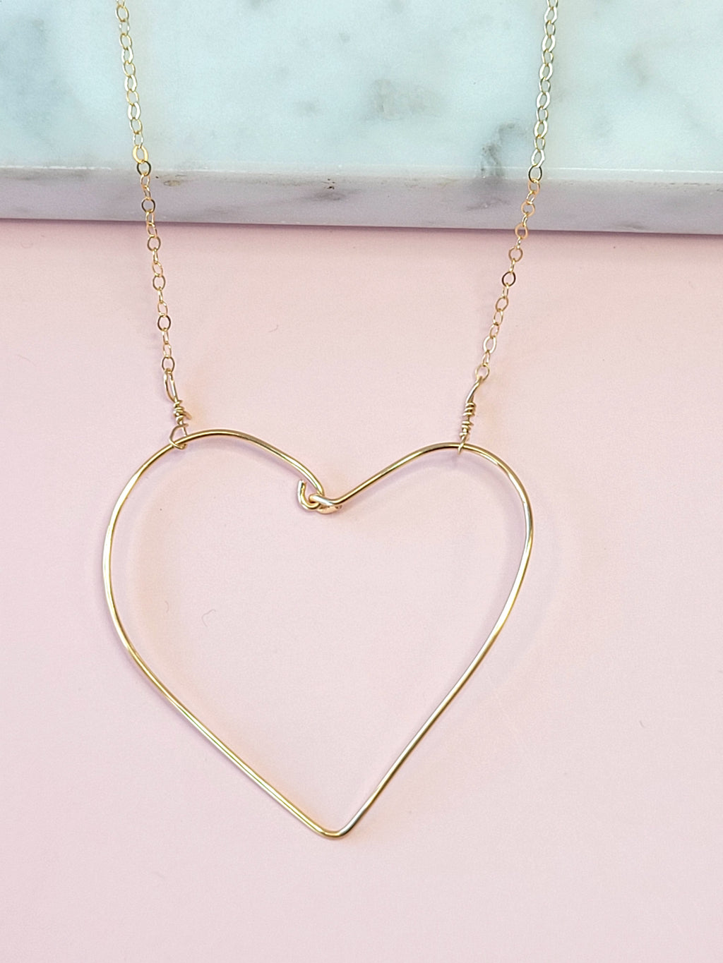 Simple Heart Necklace in Gold over Copper