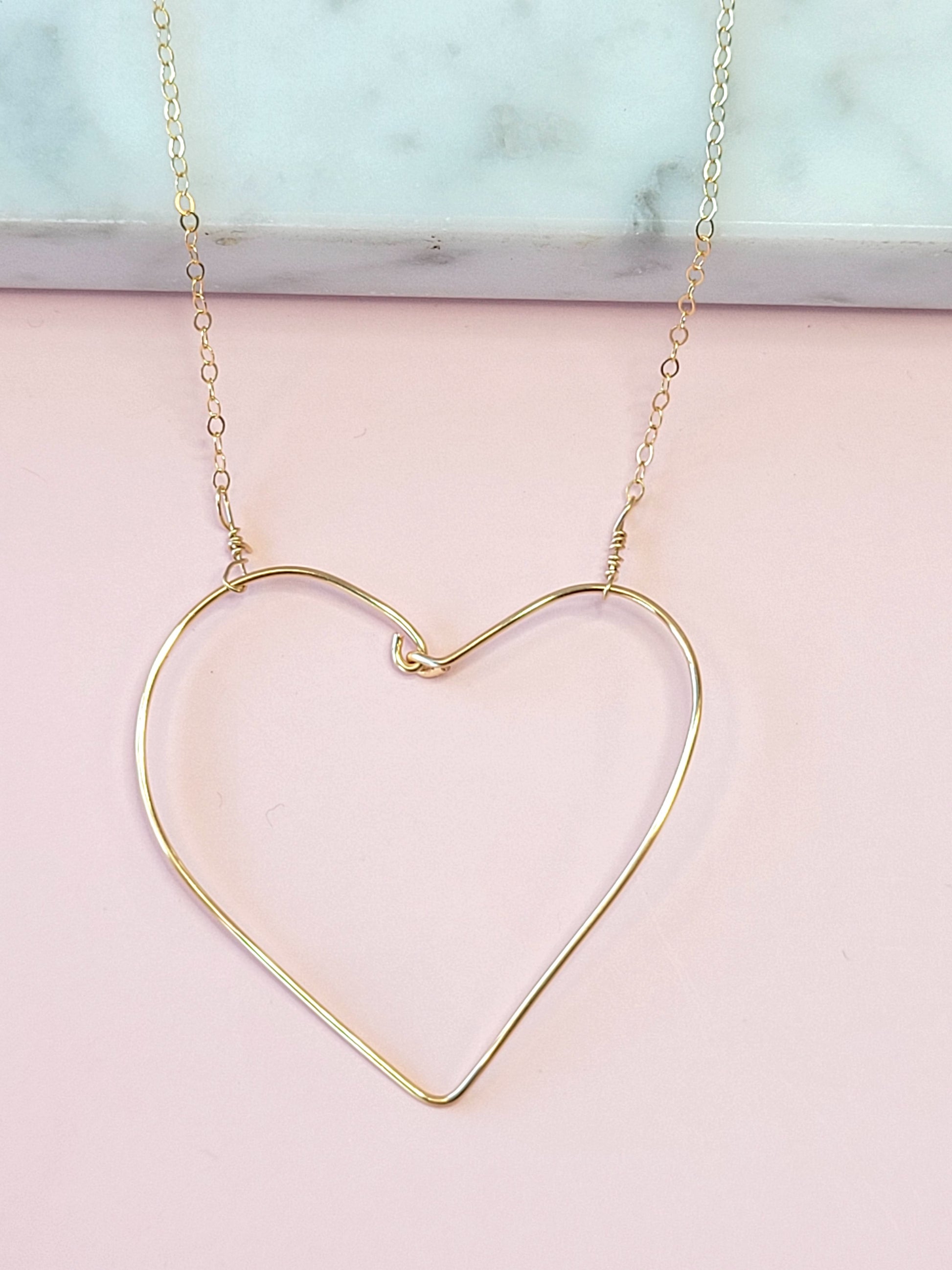 Simple Heart Necklace in Gold over Copper