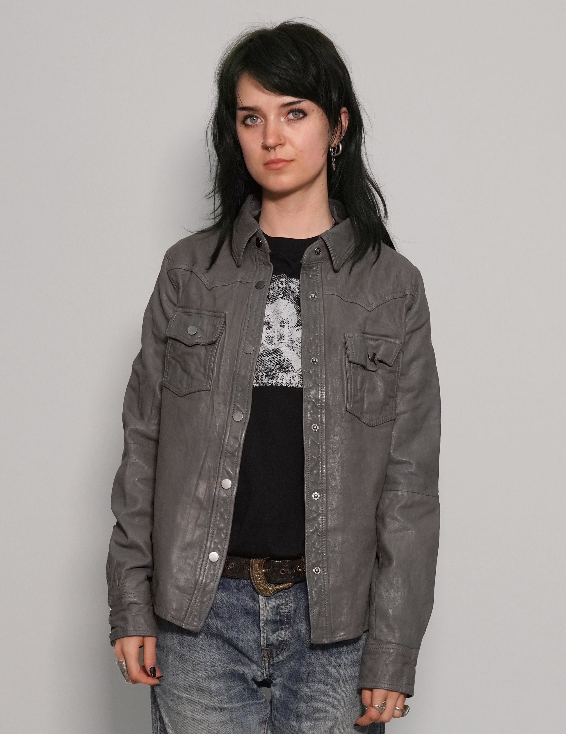Immortal Leather Jacket in Grey