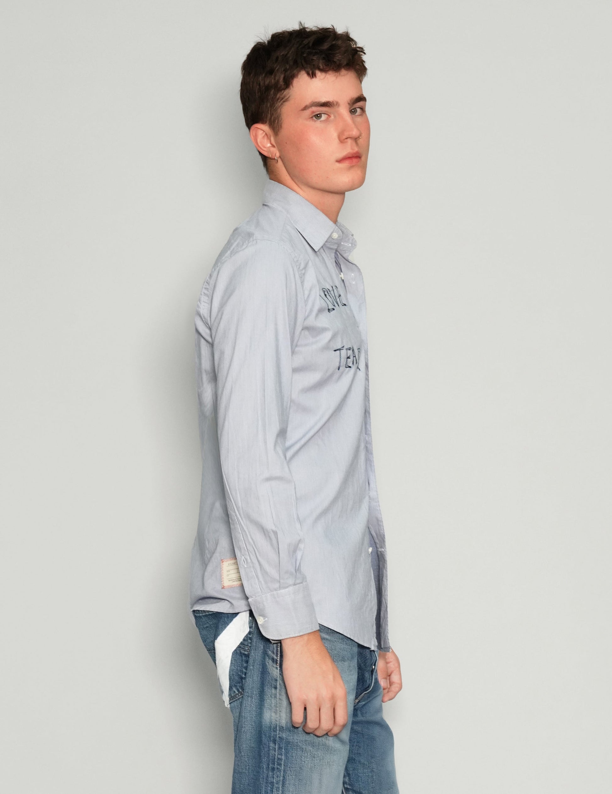 'Love Will Tear Us Apart' Light Blue Shirt