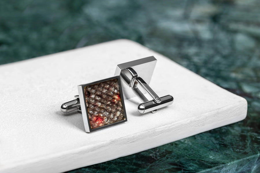 Handcrafted Trout Leather Cufflinks – Unique & Eco-Friendly by Eherüs at www.brixbailey.com