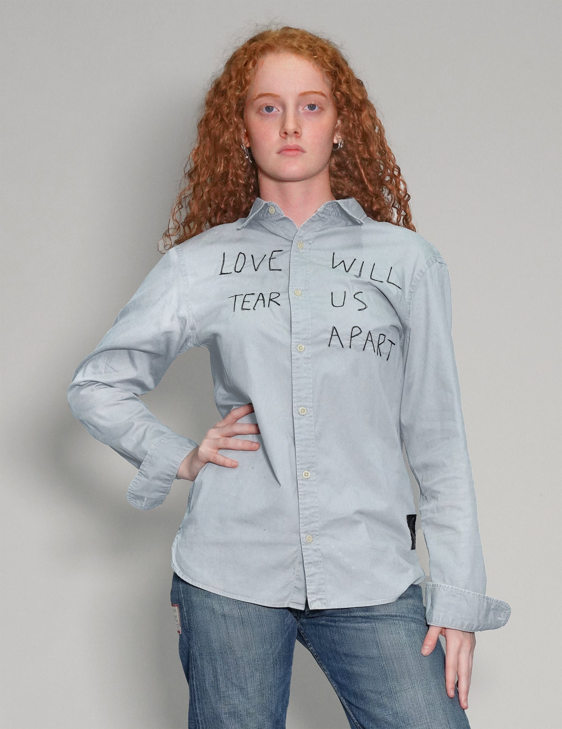 'Love Will Tear Us Apart' Light Blue Shirt