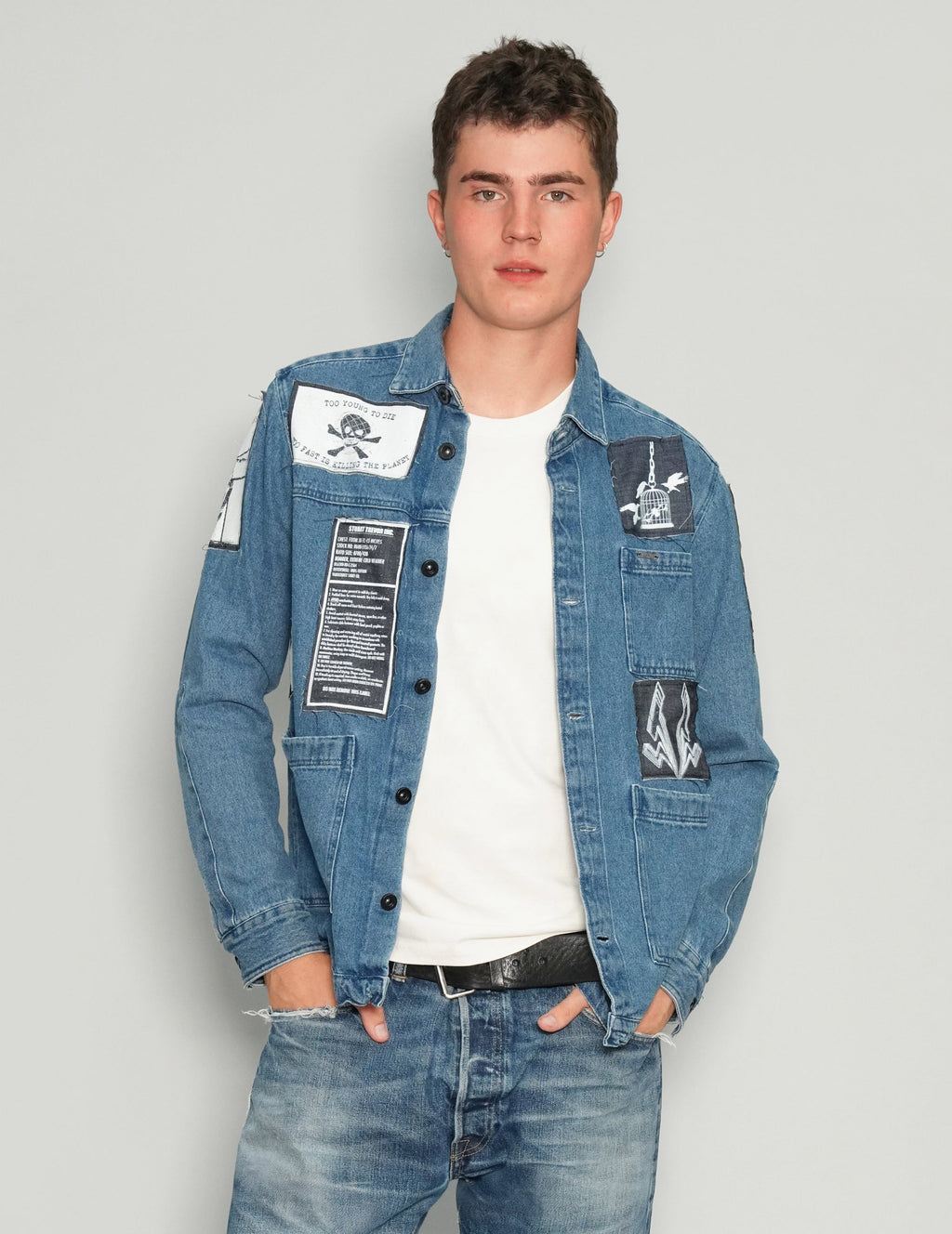 Patched Denim Overshirt