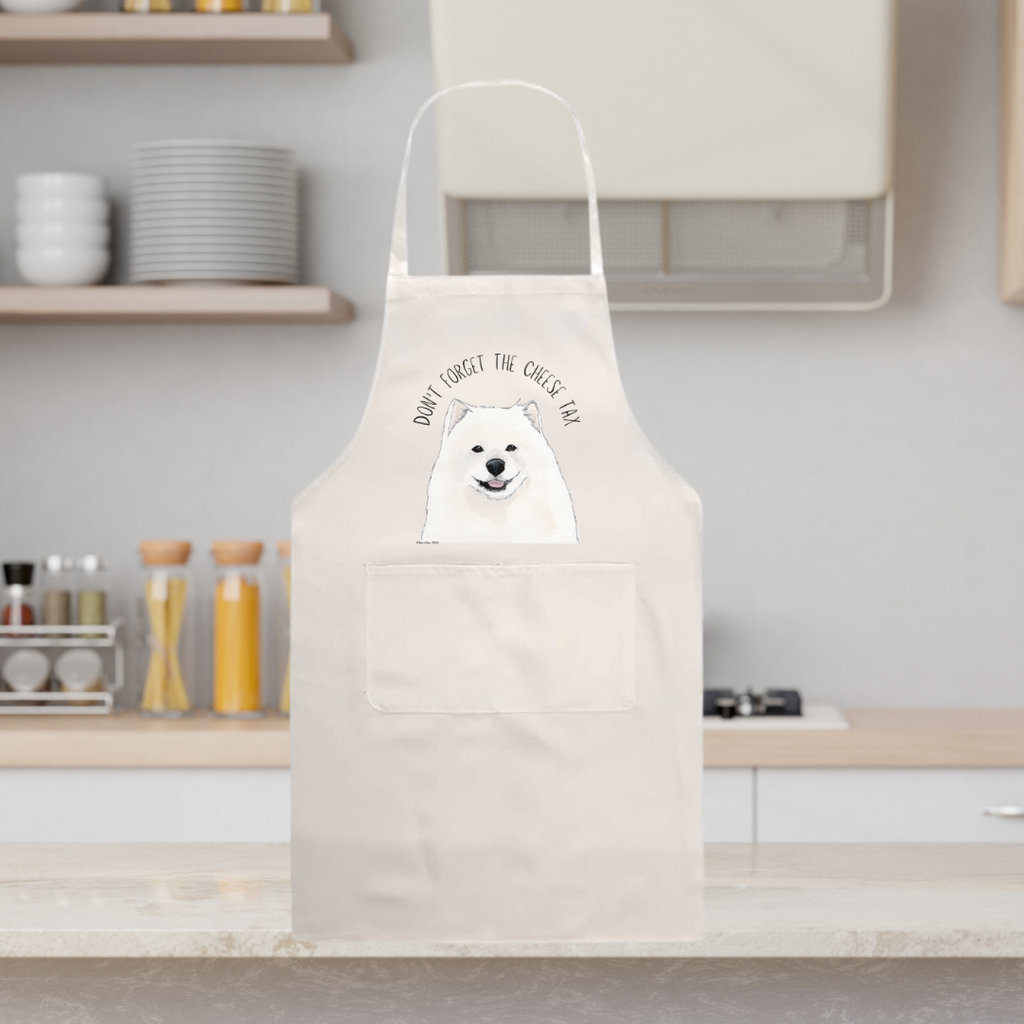 Samoyed Apron: Don’t Forget the Cheese Tax – Every Chef’s New Best Friend!"