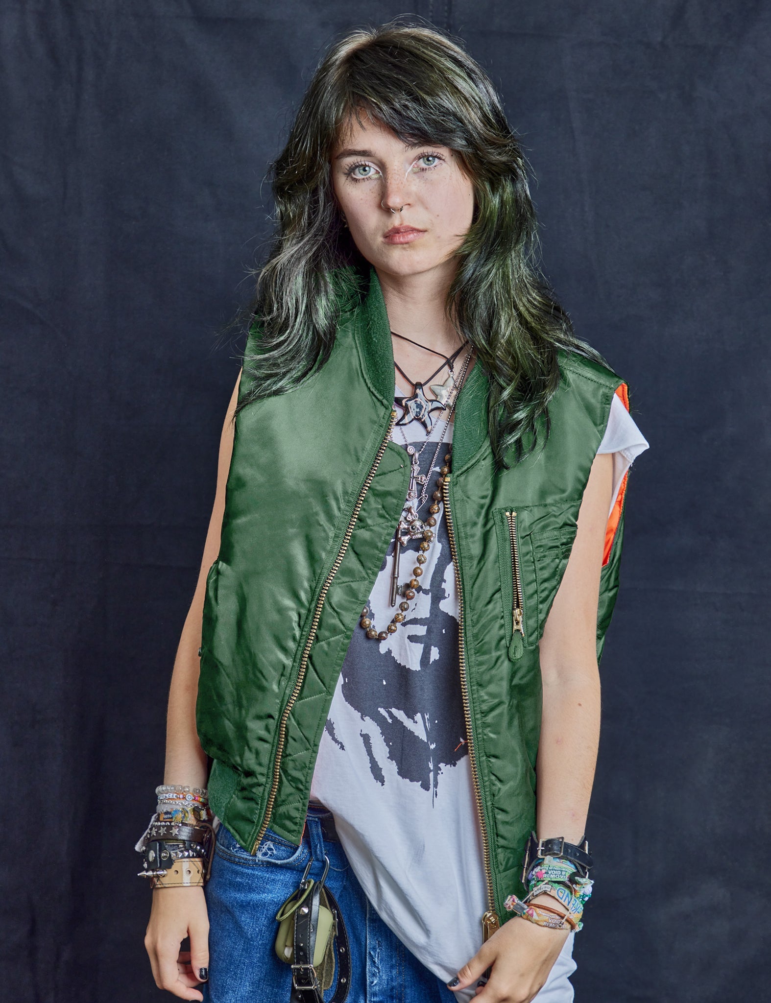 Bomber Gilet in Green
