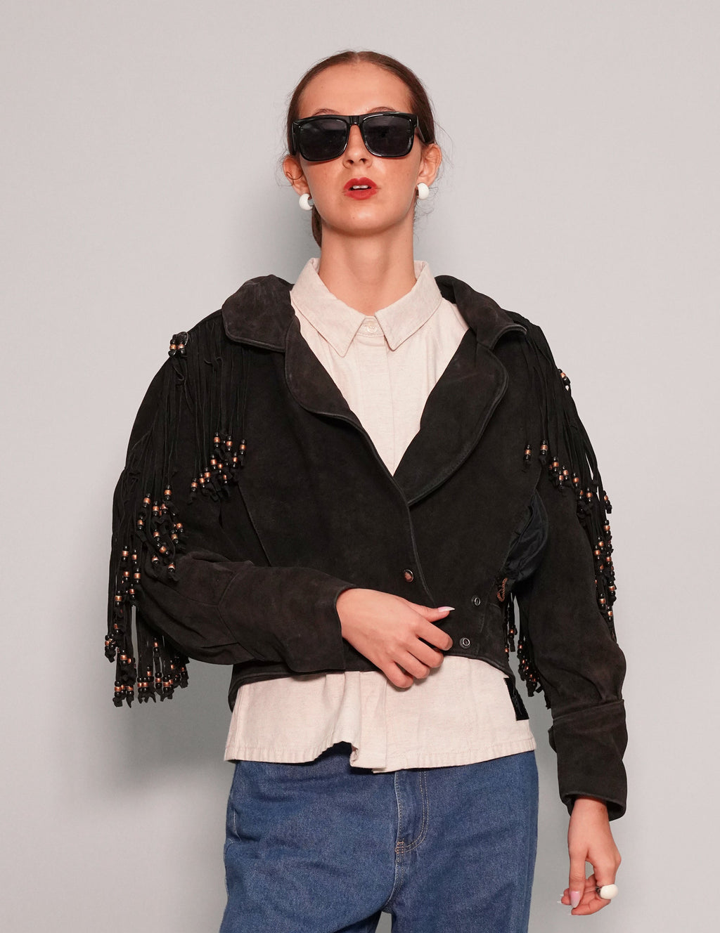 Black Beaded Cowgirl Jacket