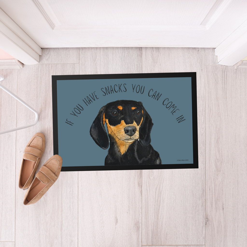 Snacks-Only VIP Access: The Black & Tan Dachshund Doormat!