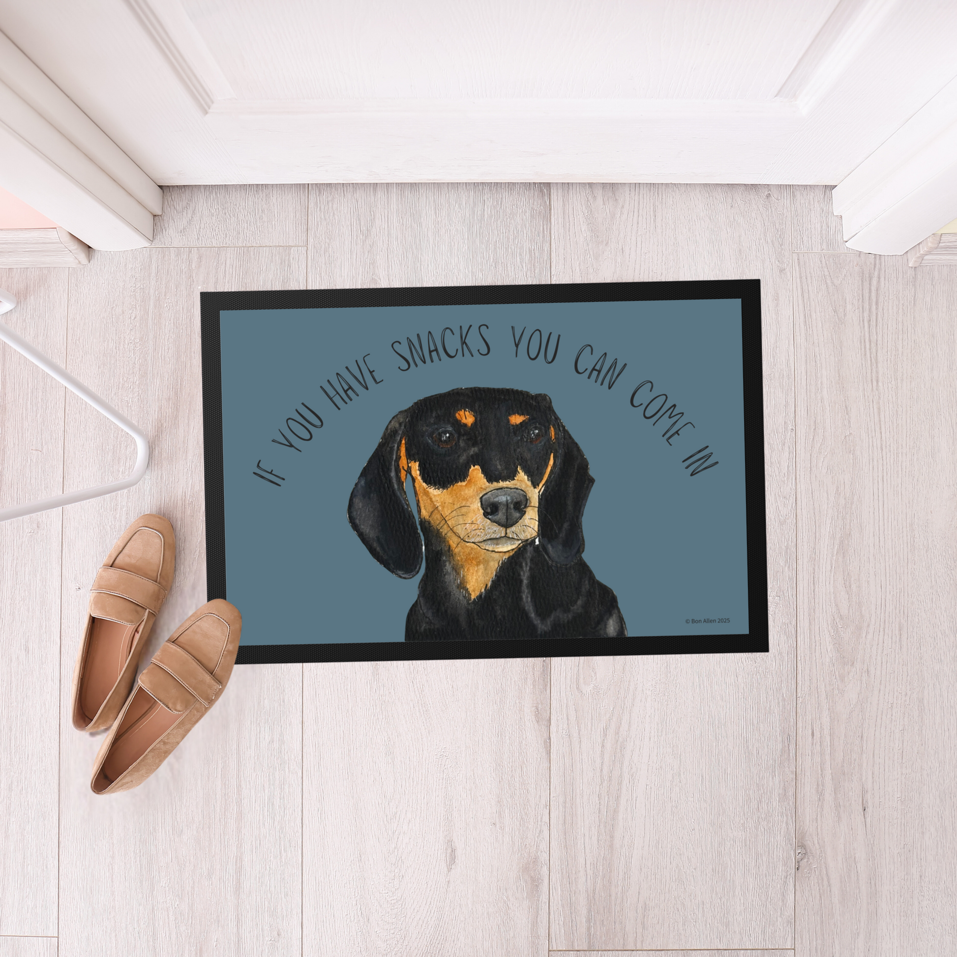 Snacks-Only VIP Access: The Black & Tan Dachshund Doormat!