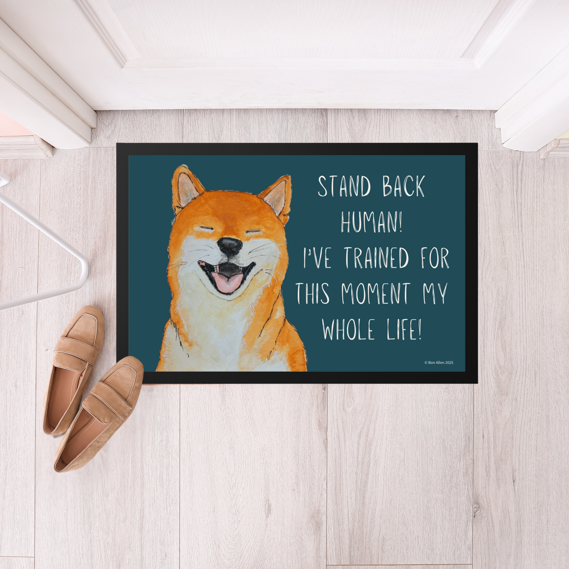 “Stand Back, Human!” Shiba Inu Door Mat – Guard Dog Vibes, Fluffy Edition