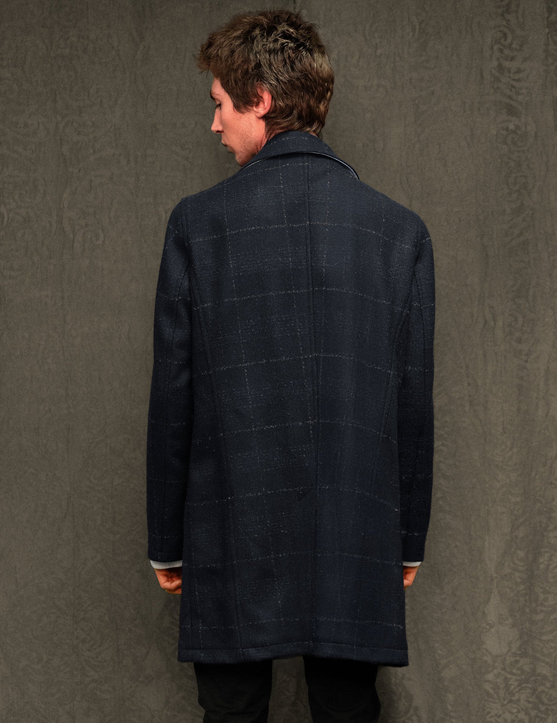 IMMORTAL Silverstone Frock Coat - Bouclé Windowpane Navy Check