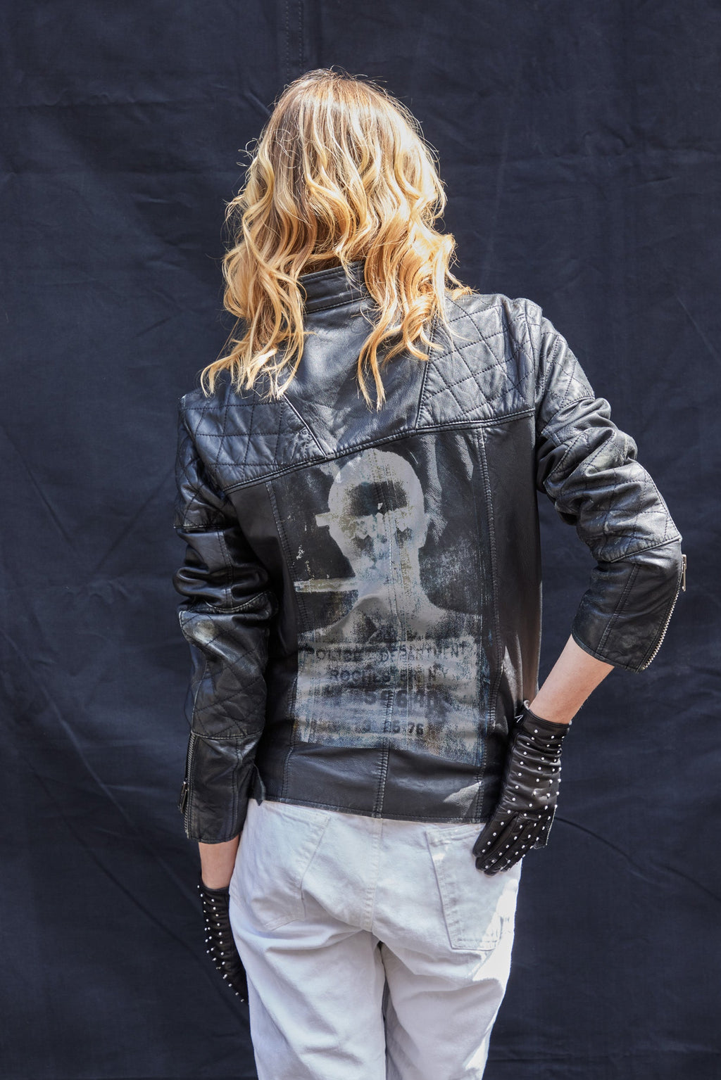 'Saint' Lambs Leather Biker Jacket in Black