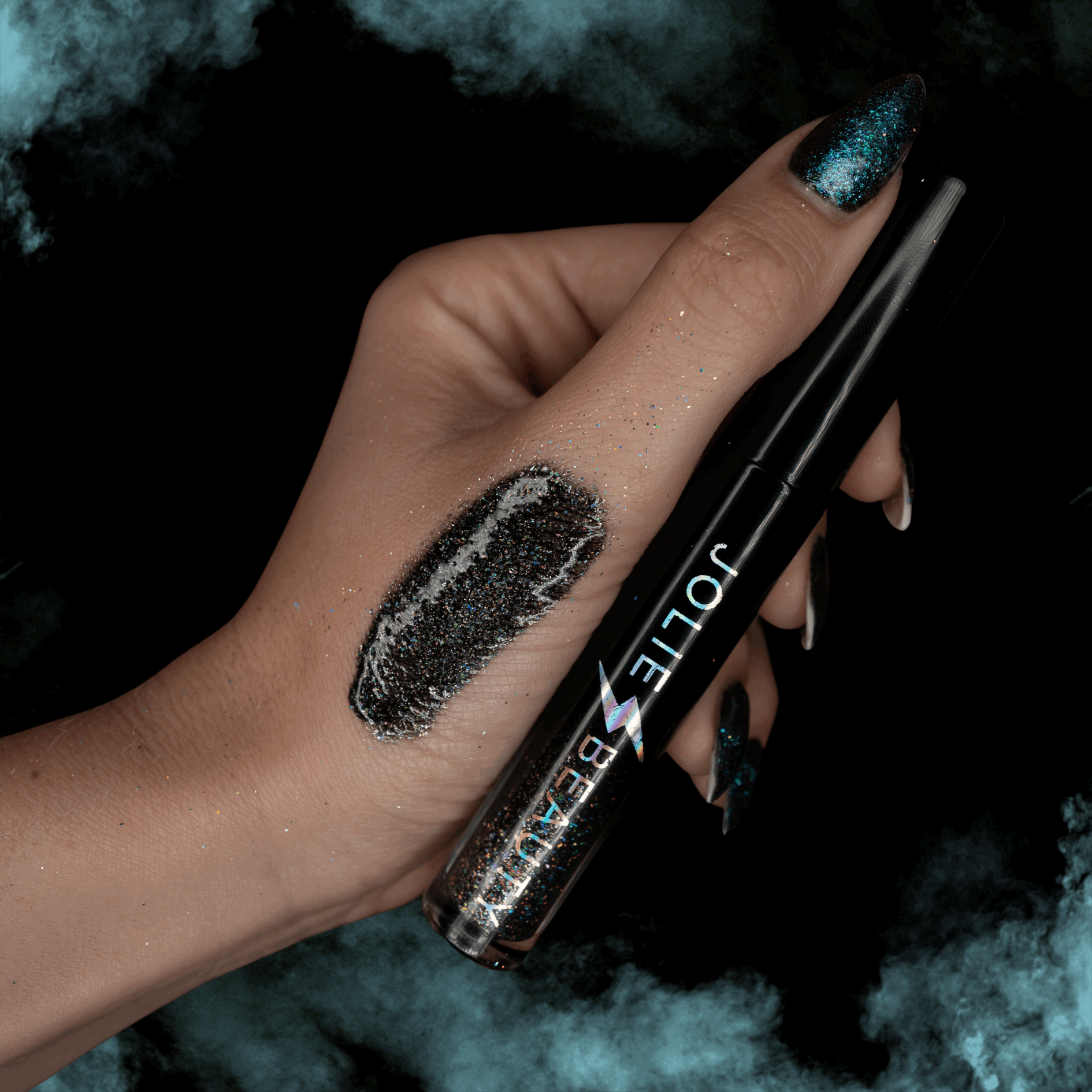 Holographic Glitter Lip Gloss in Black