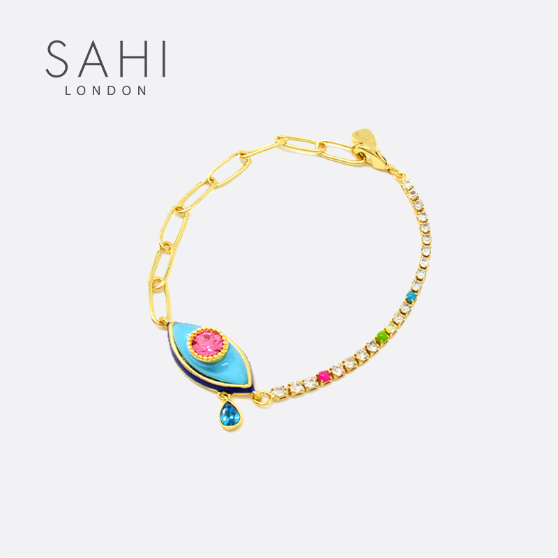 Love Affair Enamel Teardrop Chain and Link Bracelet