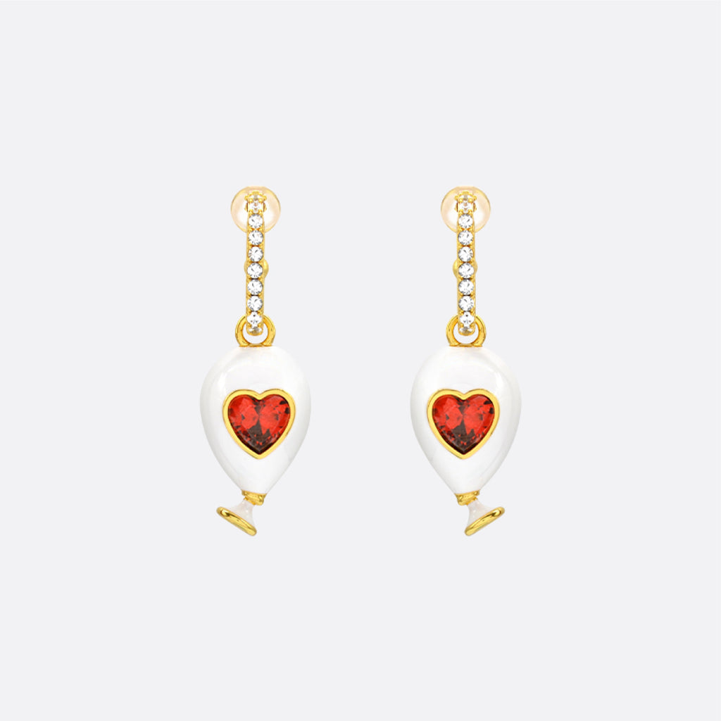 Age of Innocence Red and White Dangle Earrings