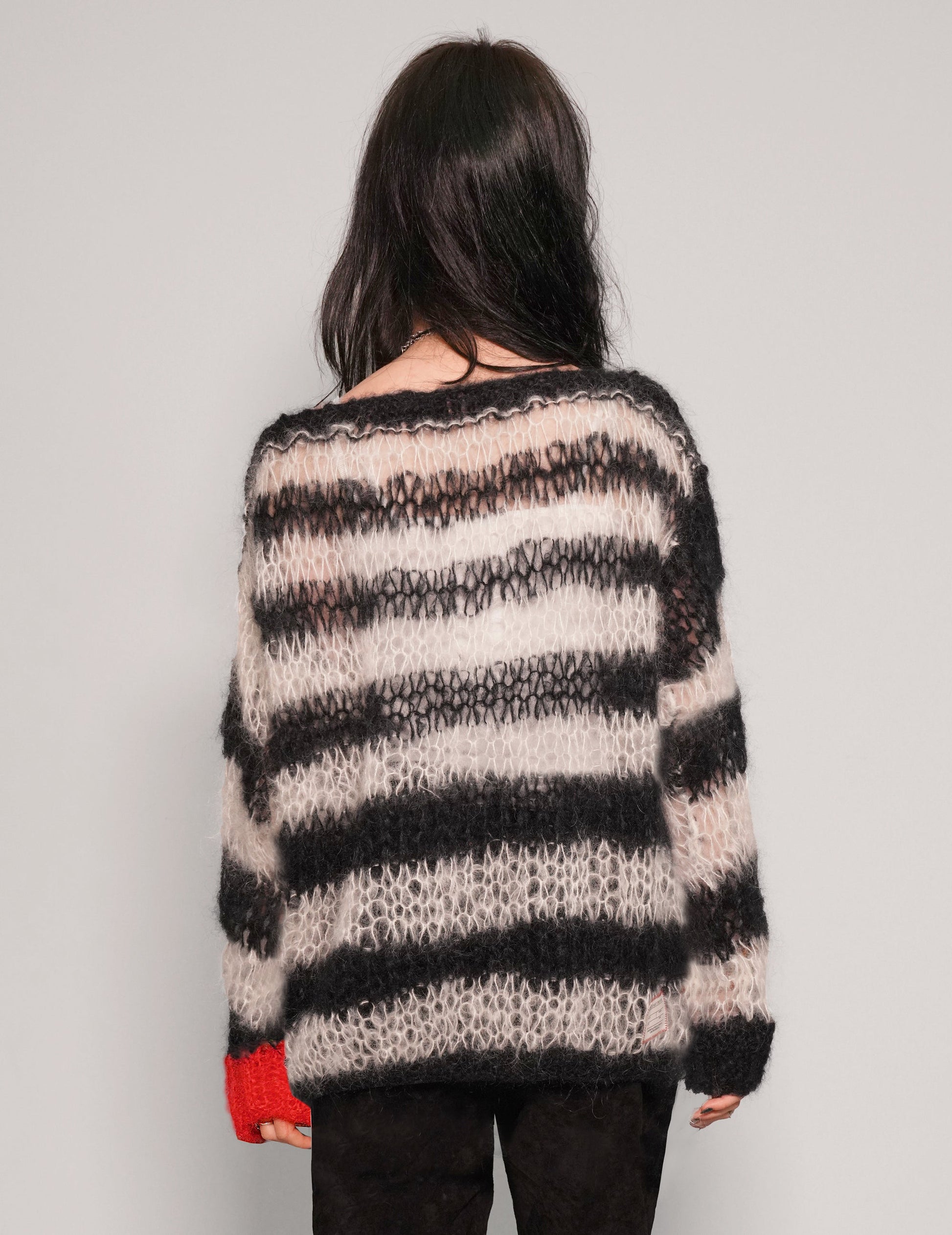 "PISTOLS" Mohair Hand Knit Sweater - Black & White