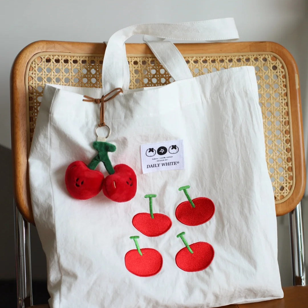 Cherry Bag Charm in White