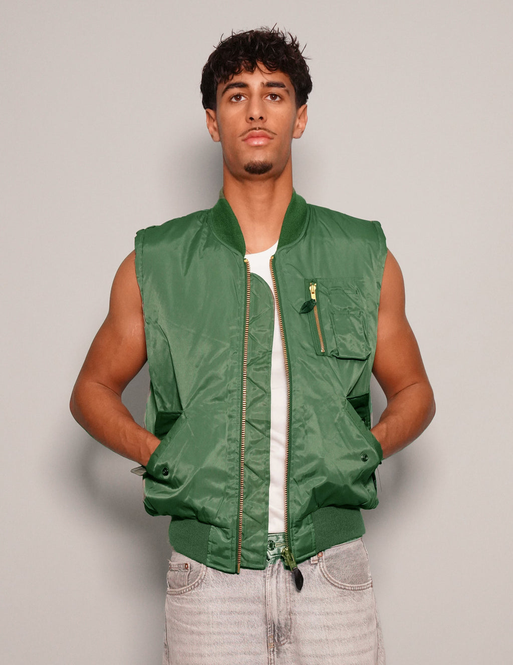 Bomber Gilet in Green