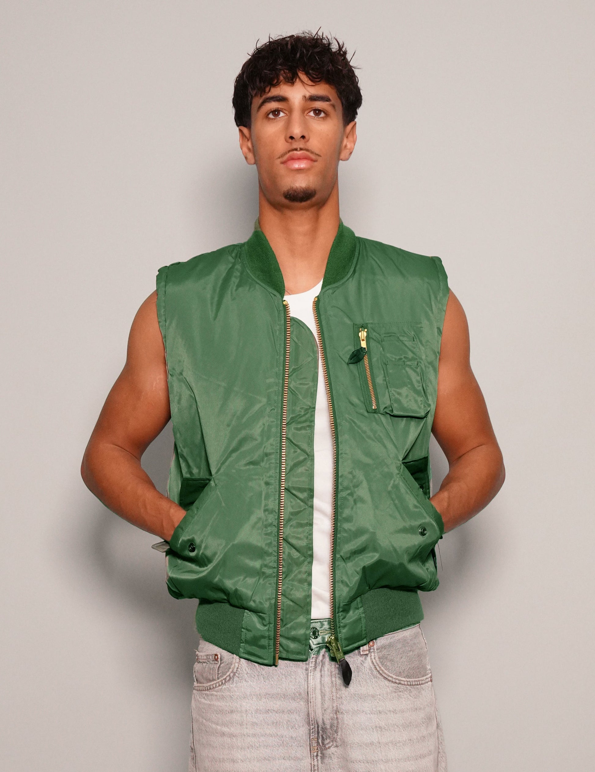 Bomber Gilet in Green