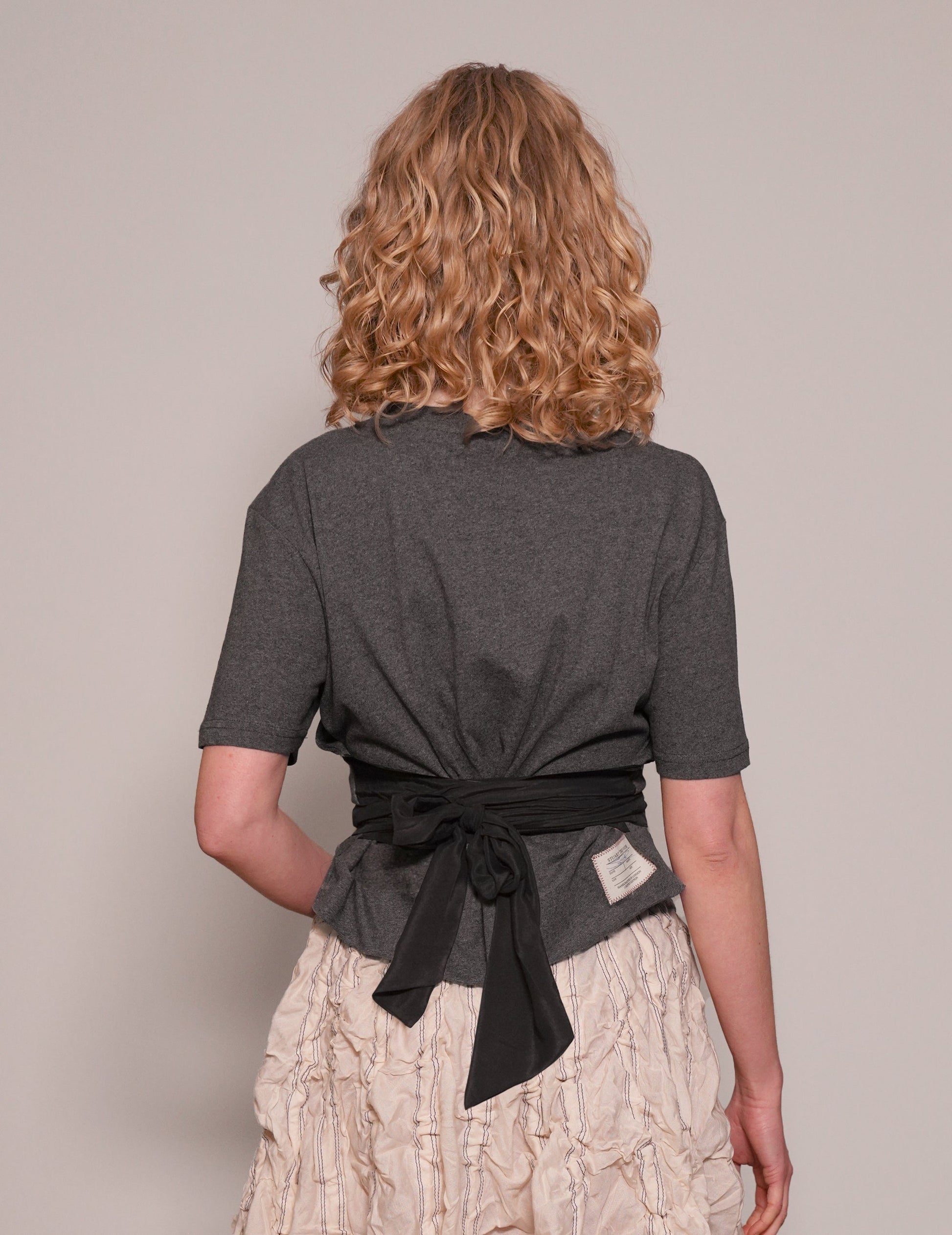 ST Silver Logo Tie-Tee in Grey with Black Tie