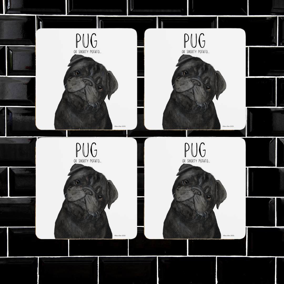 Pug Coaster Set – Pack of 4 for Pug Lovers!