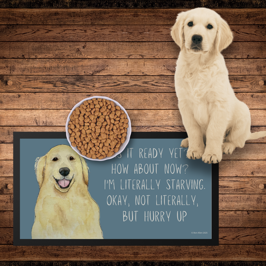 Golden Retriever’s Ultimate Feast Mat – Hurry Up, Hooman!