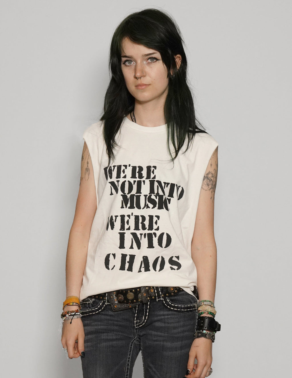 'We're into Chaos' Vest in Ecru