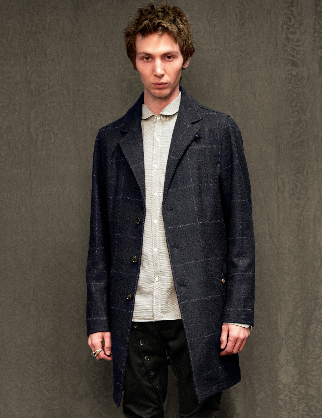 IMMORTAL Silverstone Frock Coat - Bouclé Windowpane Navy Check