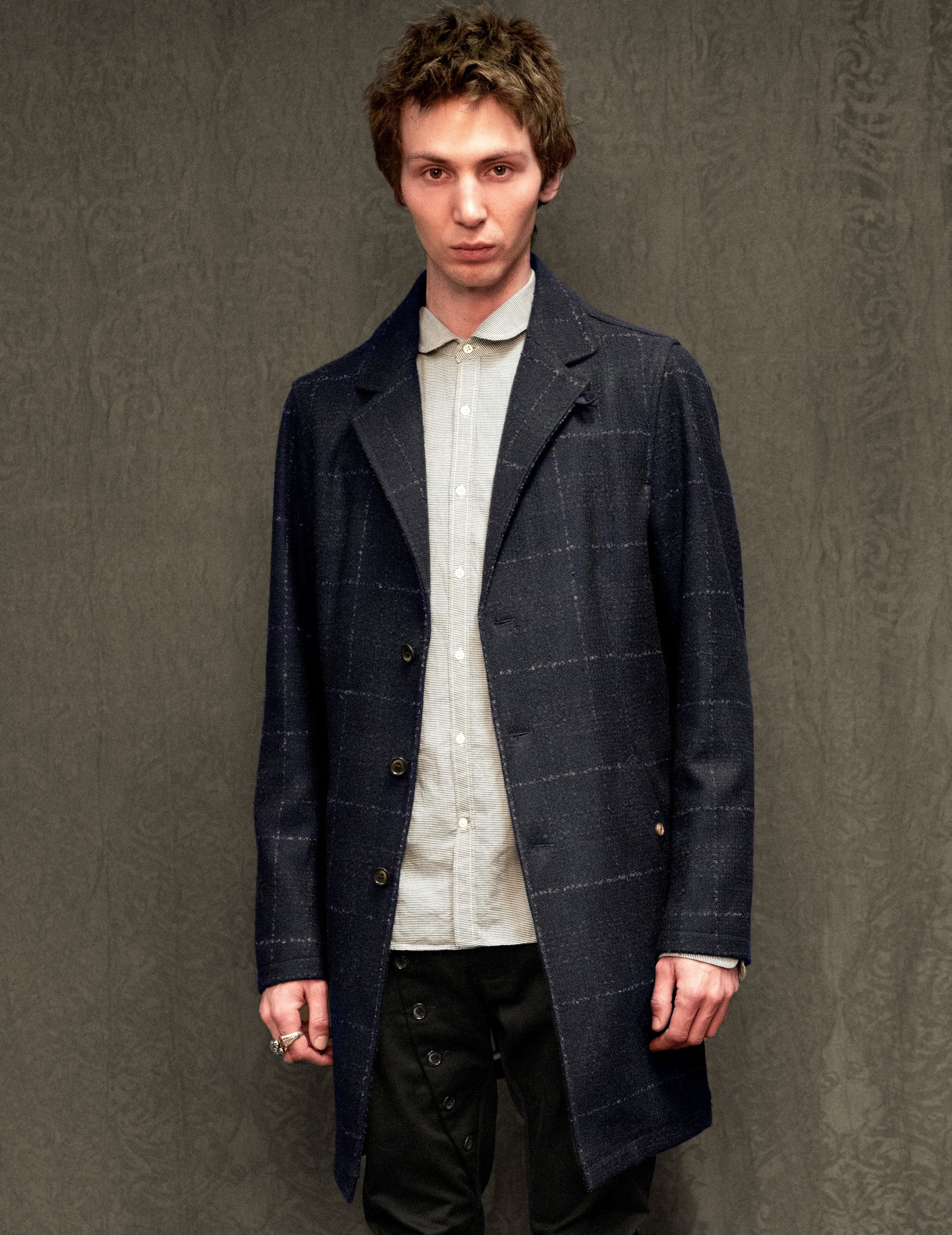 IMMORTAL Silverstone Frock Coat - Bouclé Windowpane Navy Check
