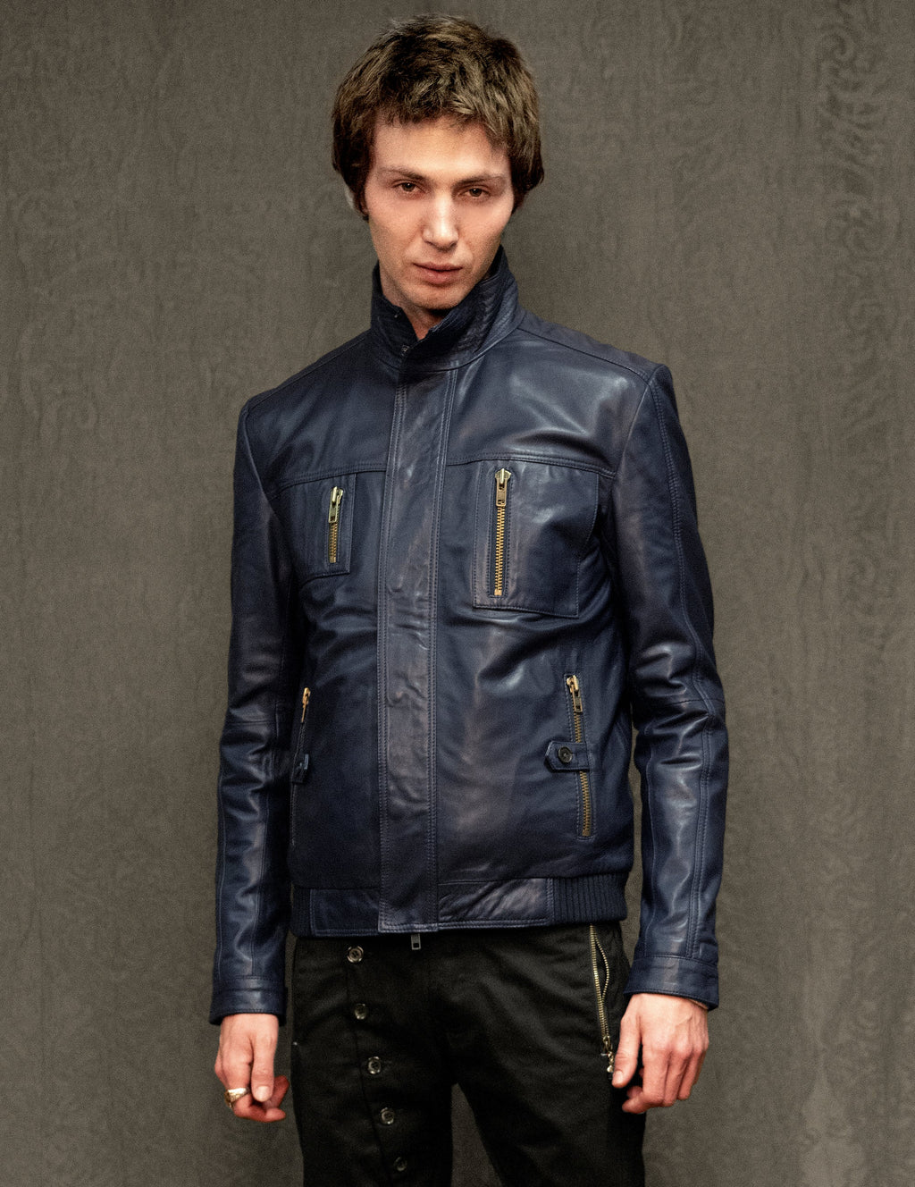 IMMORTAL Navy Leather Jacket