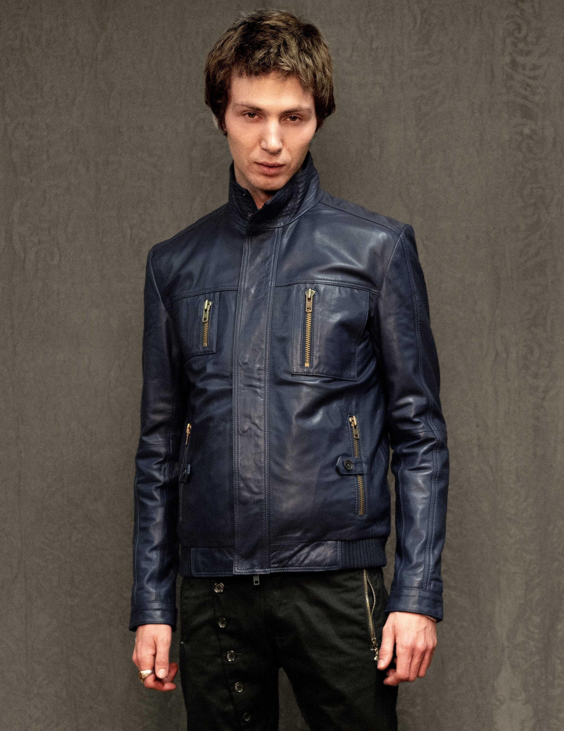 IMMORTAL Navy Leather Jacket