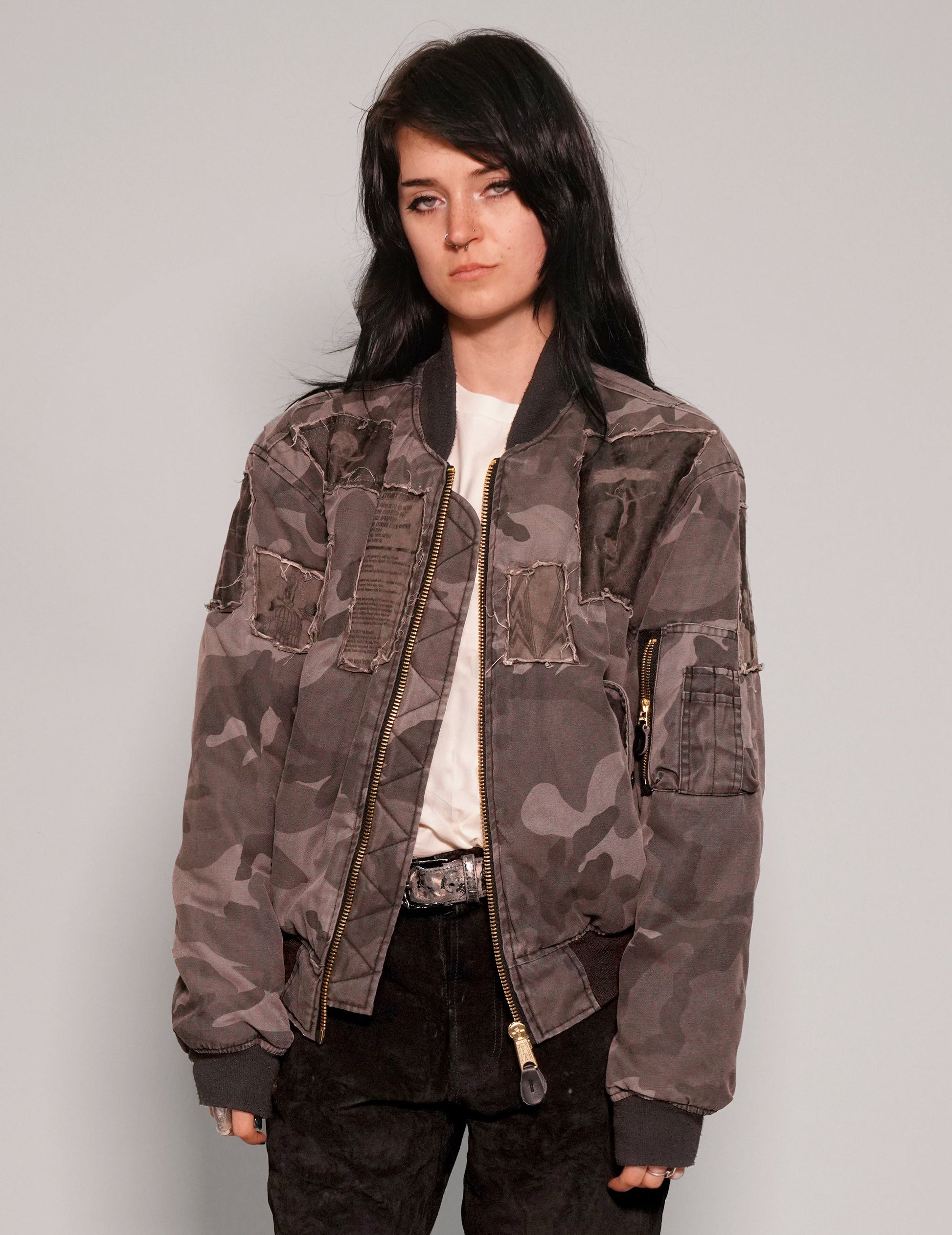 MA 1 Patched Bomber in Grey Camo