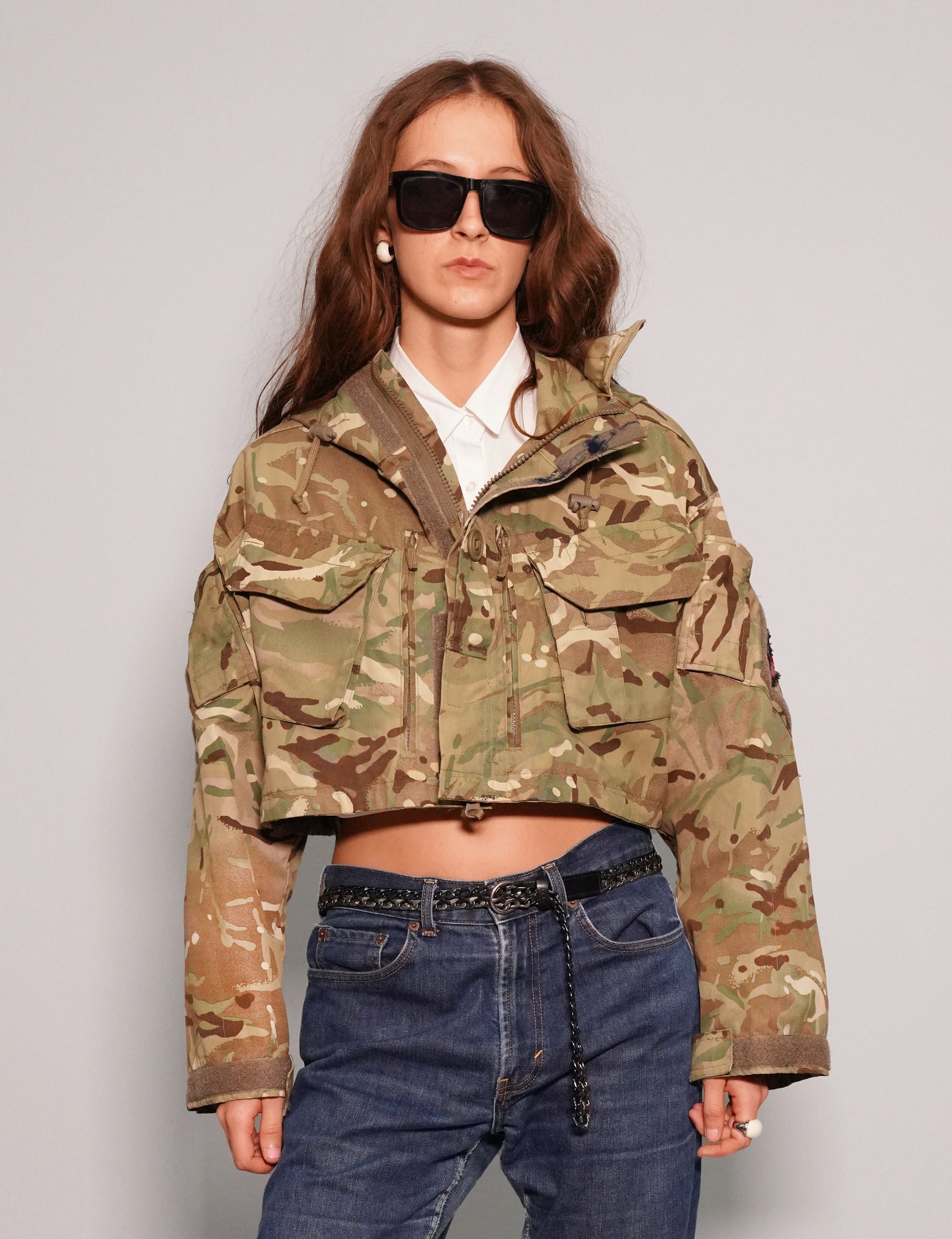 Cropped Camo Smock Jacket