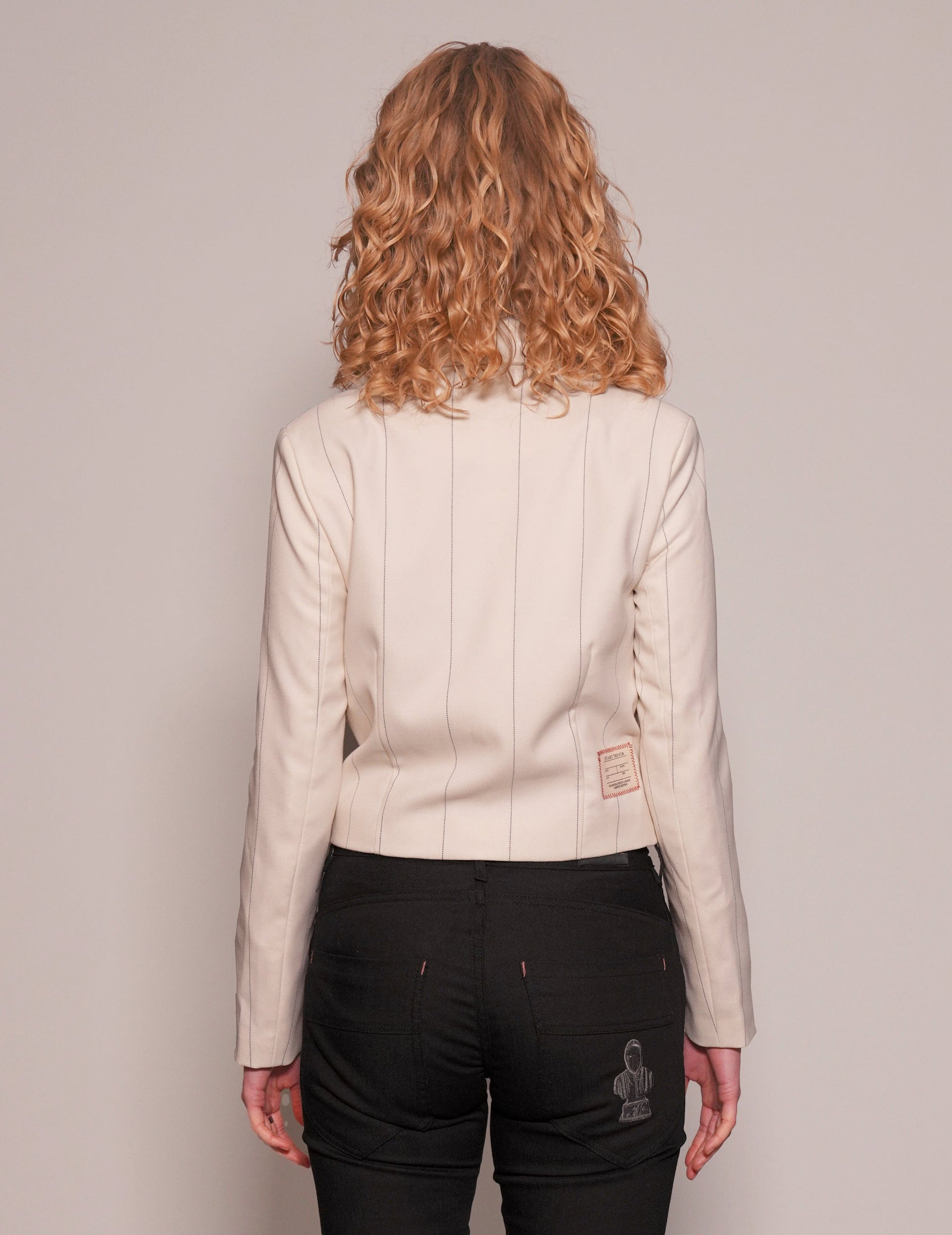 Cropped Blue Pin Striped Blazer