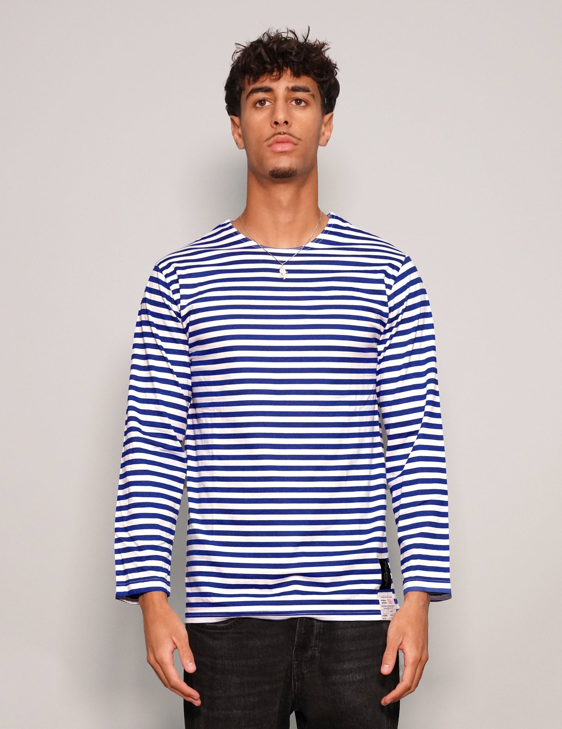 Vintage Naval Long Sleeve T-Shirt in Blue Stripe
