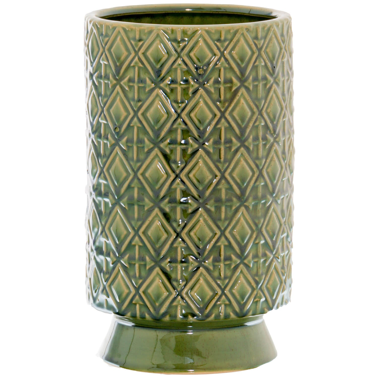 Handcrafted olive ceramic vase with Mediterranean design, perfect for flowers or decor  

*(98 characters)*  

âœ… **Keywords:** Handcrafted, olive, ceramic vase, Mediterranean design, flowers, decor  
âœ… **Clear description:** Visually conveys the vase's material, color, style, and use  
âœ… **Optimized:** Avoids redundancy, prioritizes key selling points for SEO and accessibility by Sostter at brixbailey.com