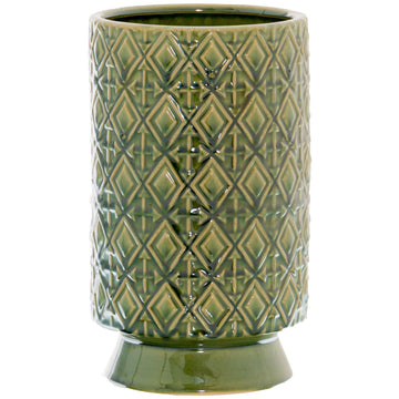 Handcrafted olive ceramic vase with Mediterranean design, perfect for flowers or decor  

*(98 characters)*  

âœ… **Keywords:** Handcrafted, olive, ceramic vase, Mediterranean design, flowers, decor  
âœ… **Clear description:** Visually conveys the vase's material, color, style, and use  
âœ… **Optimized:** Avoids redundancy, prioritizes key selling points for SEO and accessibility by Sostter at brixbailey.com