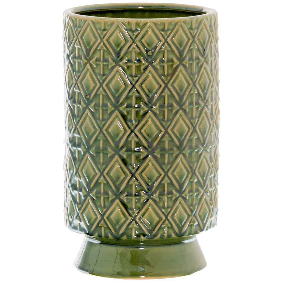 Handcrafted olive ceramic vase with Mediterranean design, perfect for flowers or decor  

*(98 characters)*  

âœ… **Keywords:** Handcrafted, olive, ceramic vase, Mediterranean design, flowers, decor  
âœ… **Clear description:** Visually conveys the vase's material, color, style, and use  
âœ… **Optimized:** Avoids redundancy, prioritizes key selling points for SEO and accessibility by Sostter at brixbailey.com