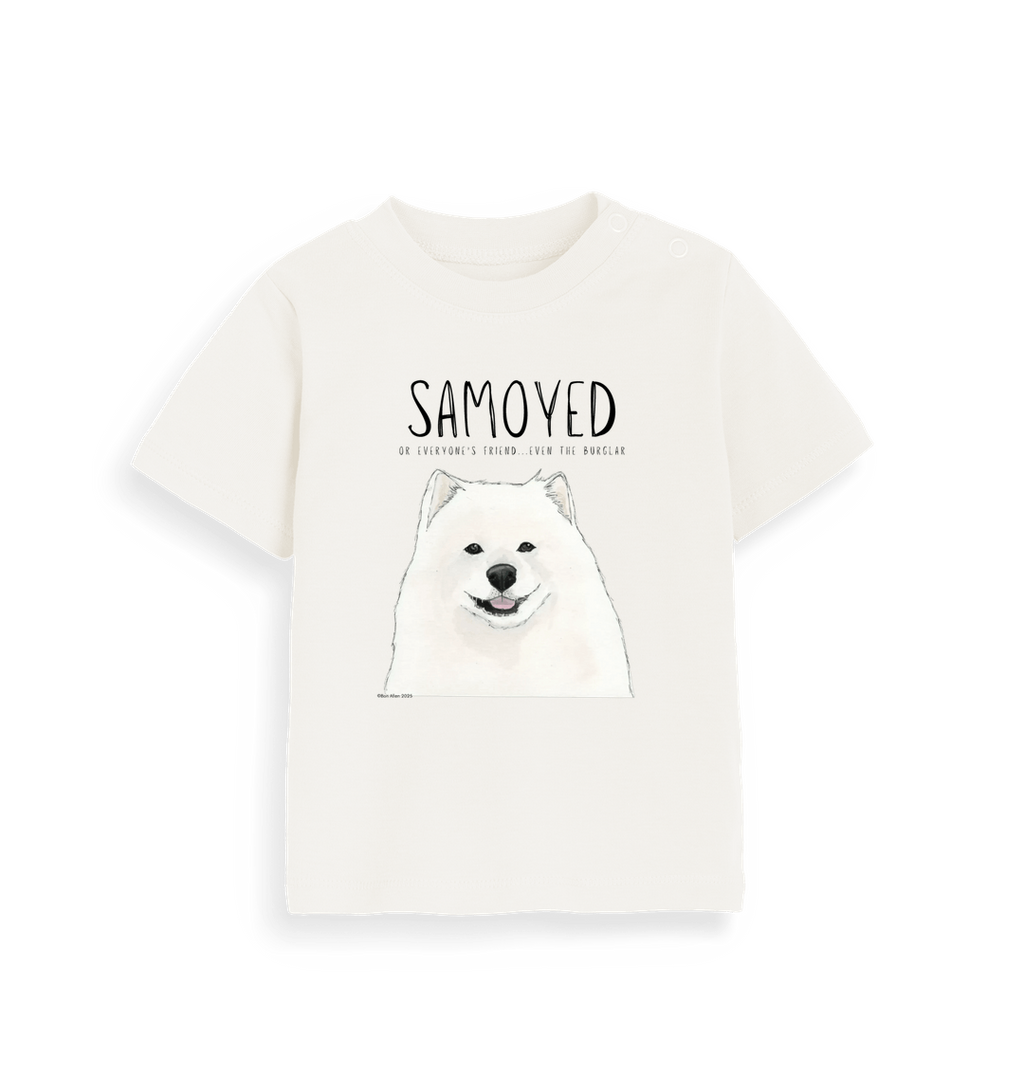 Samoyed Baby T-Shirt: Everyone’s Friend, Even the Burglar
