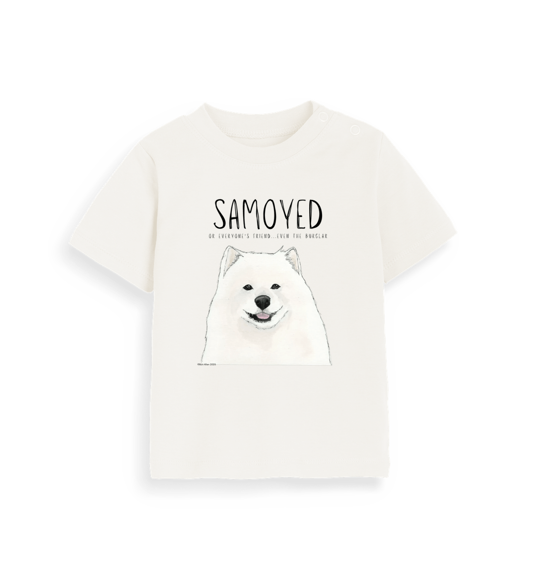 Samoyed Baby T-Shirt: Everyone’s Friend, Even the Burglar