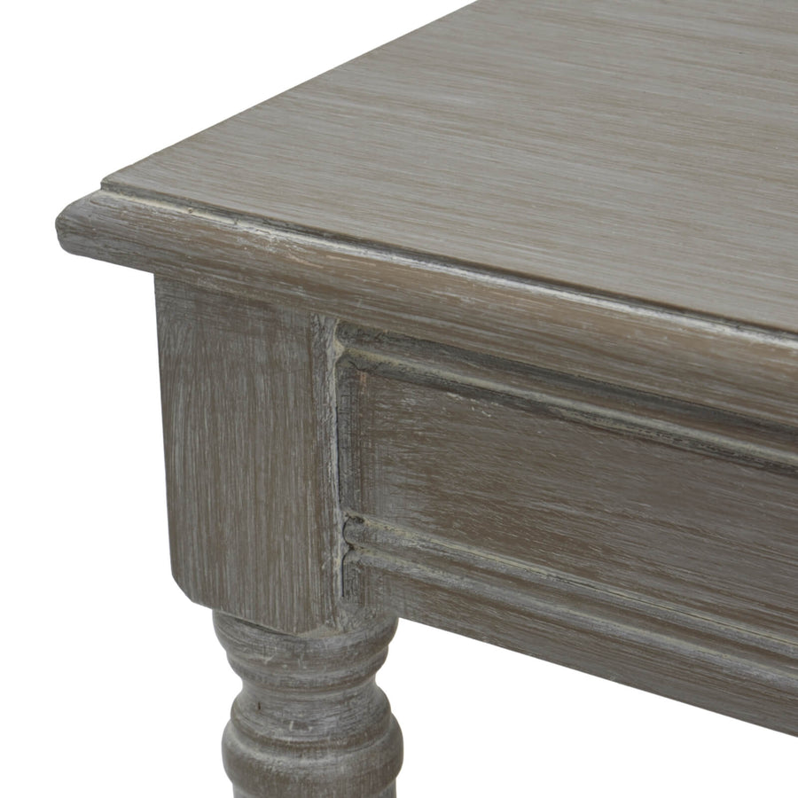 Handwoven grey rattan coffee table with wood frame, modern organic design, 120cm wide by Sostter at brixbailey.com