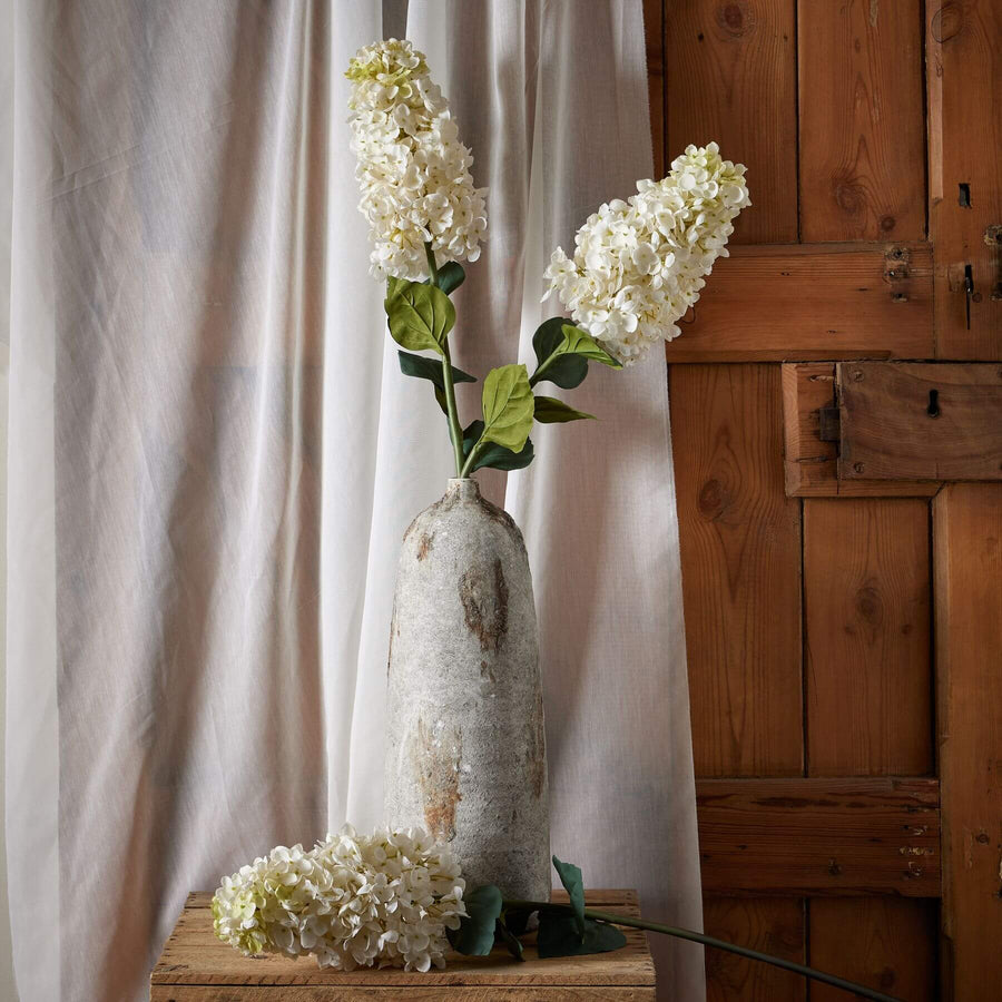 Off-white spear hydrangea faux bloom in plastic, 88cm tall, with pointed silhouette from Recipe Collection.by Sostter at brixbailey.com