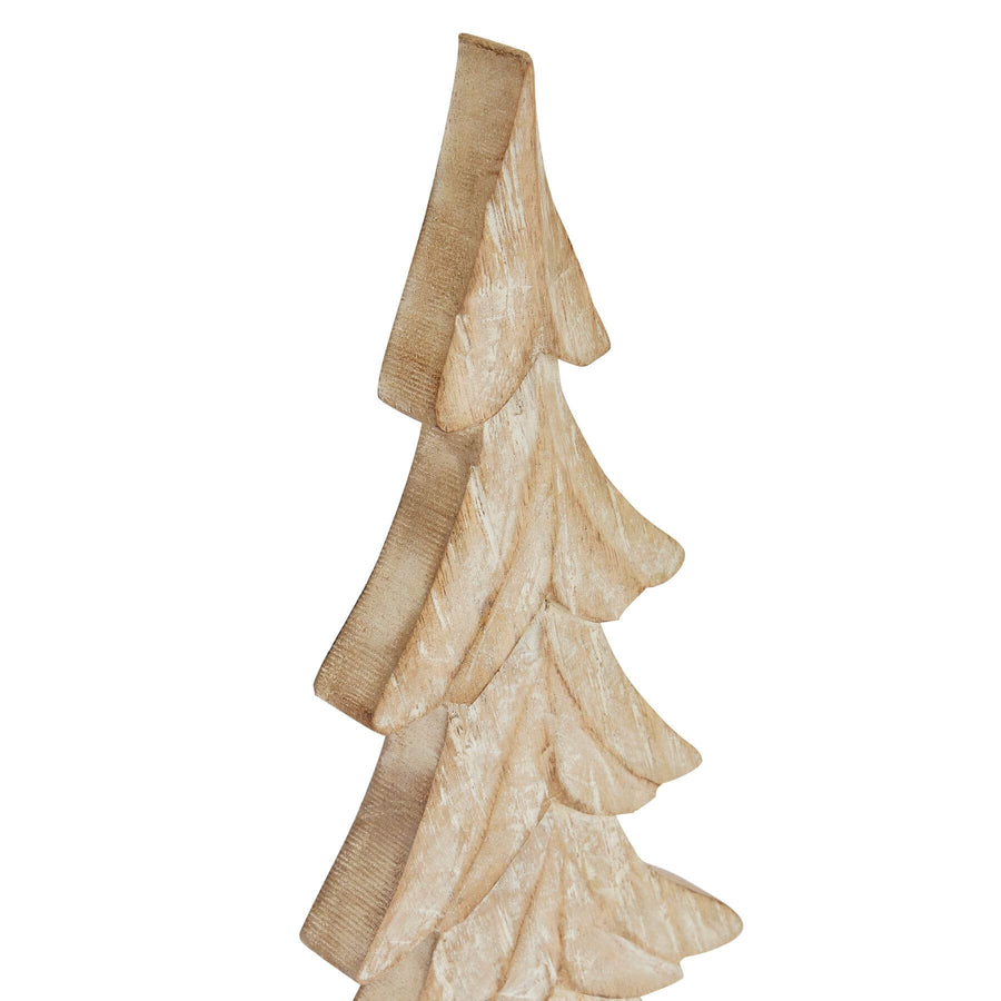 Handcrafted rustic wooden holiday trees with intricate carvings in rich brown tones, two sizes for layered display. by Sostter at brixbailey.com
