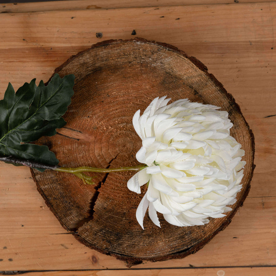 White artificial chrysanthemum stem with realistic petals, 87cm tall, perfect for home decor arrangements by Sostter at brixbailey.com