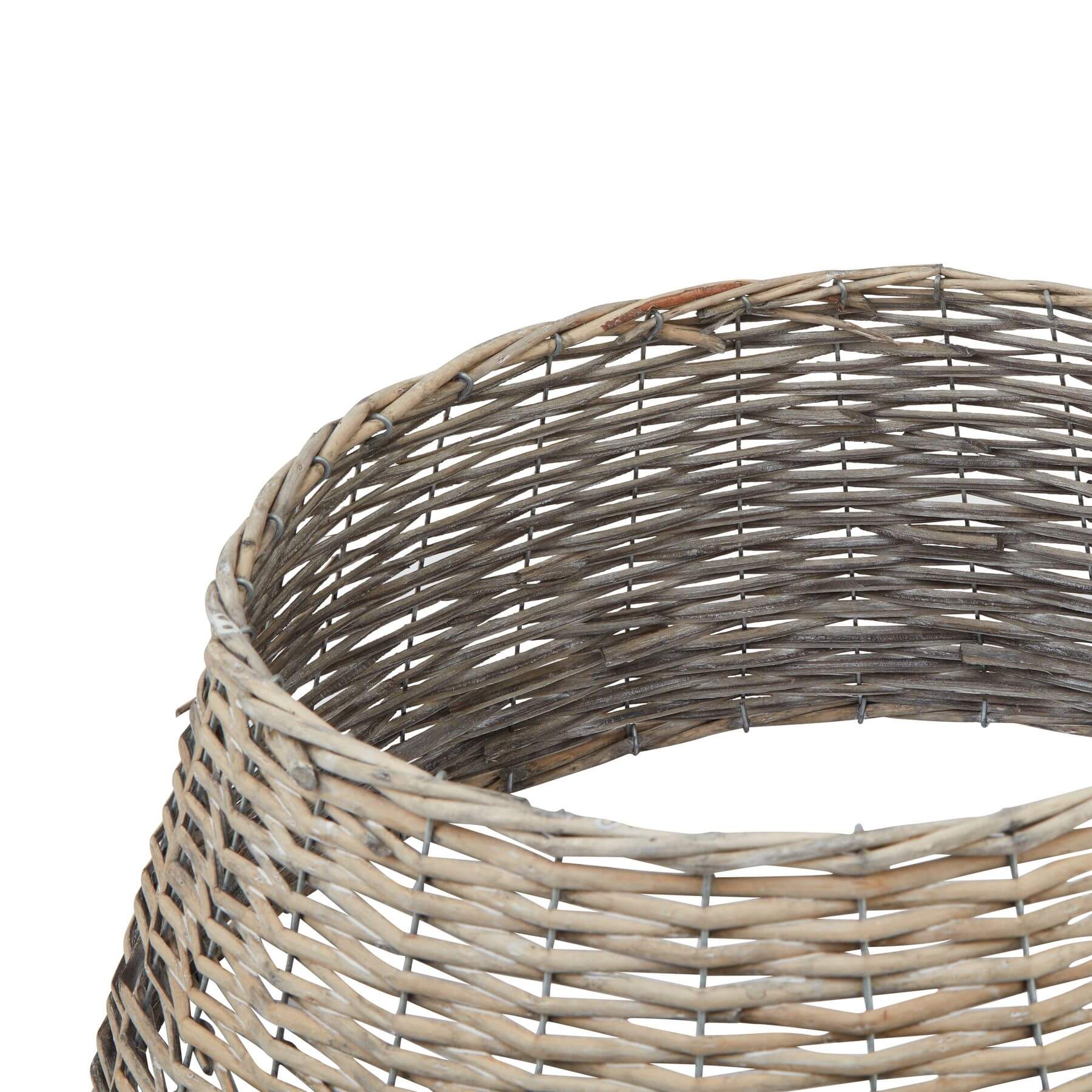 Handwoven wicker Christmas tree base cover in rich brown, 55cm wide, conceals metal stands with rustic elegance by Sostter at brixbailey.com